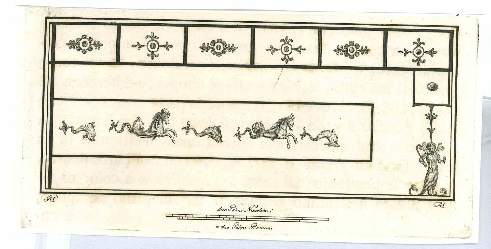 Figurative Print Nicolò Vanni - Frescoes romains anciens - gravure originale d'après Nicol Vanni - 18ème siècle