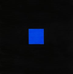 Untitled - abstract, oil painting, squares, blue & black