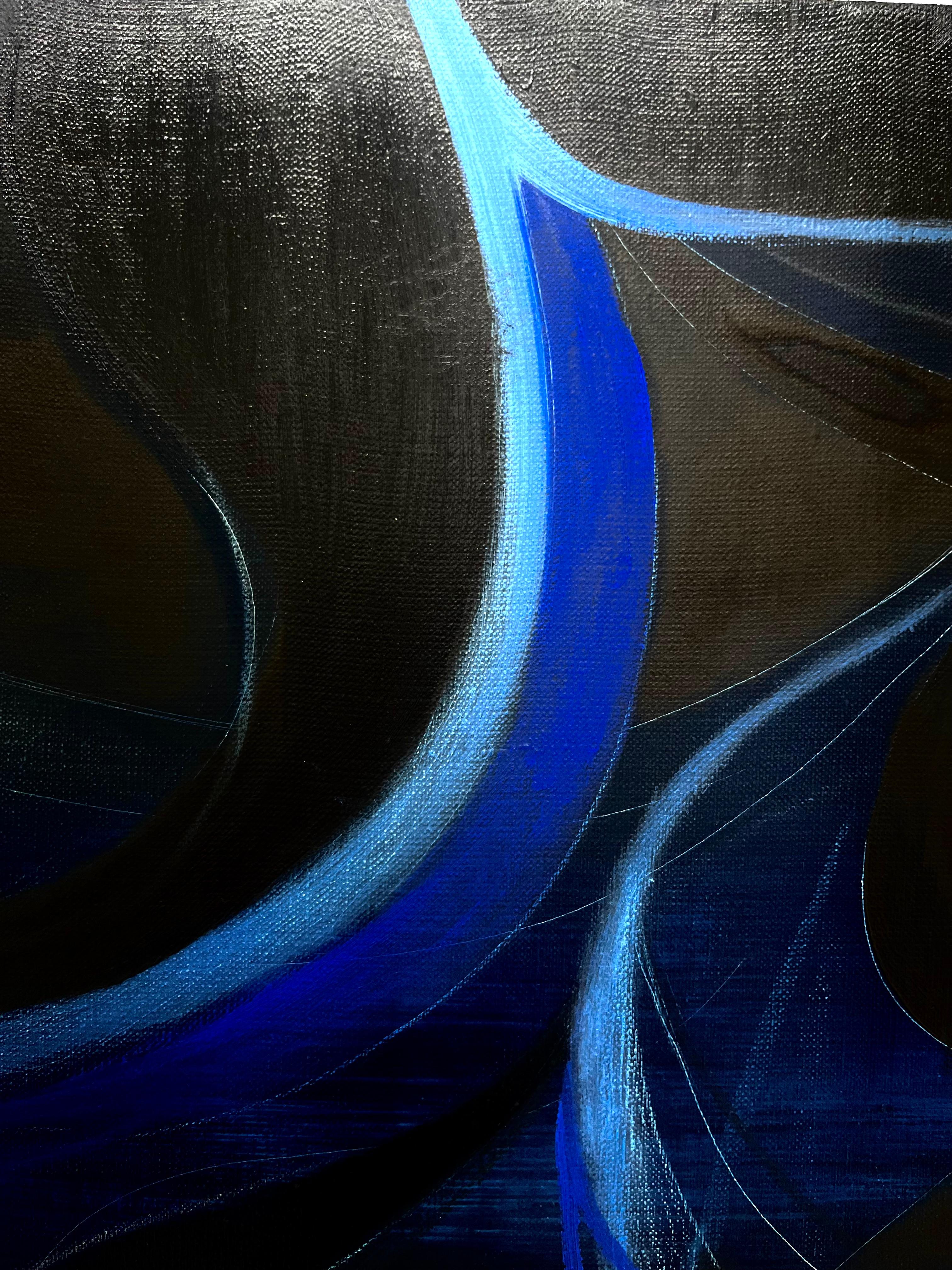 Untitled - organic, oil painting, blue and black, layered, took 1 year to dry - Contemporary Painting by Nicolás Guzmán