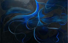 Untitled - organic, oil painting, blue and black, layered, took 1 year to dry
