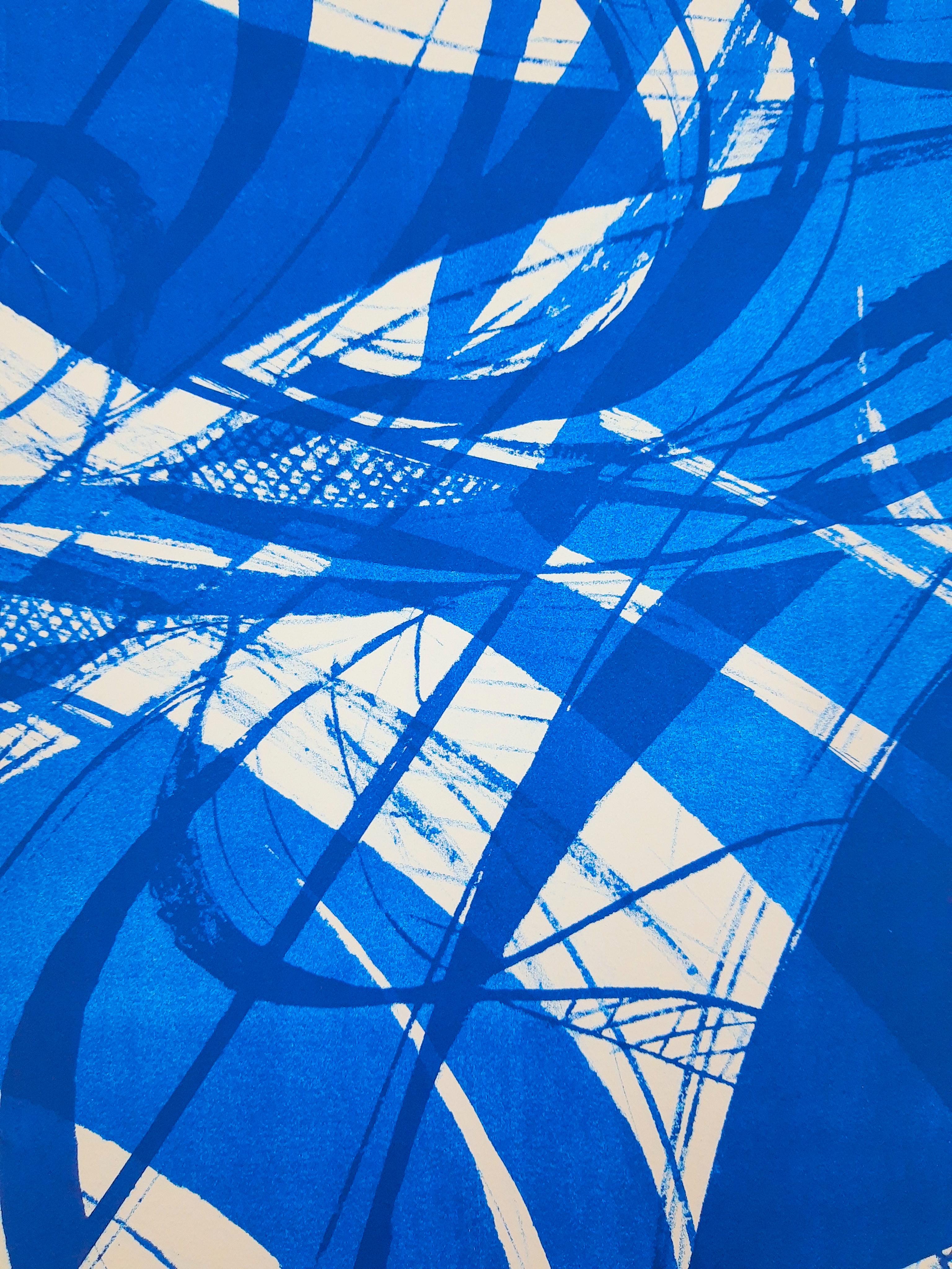 Abstract blue - Blue Abstract Print by Nicolás Guzmán