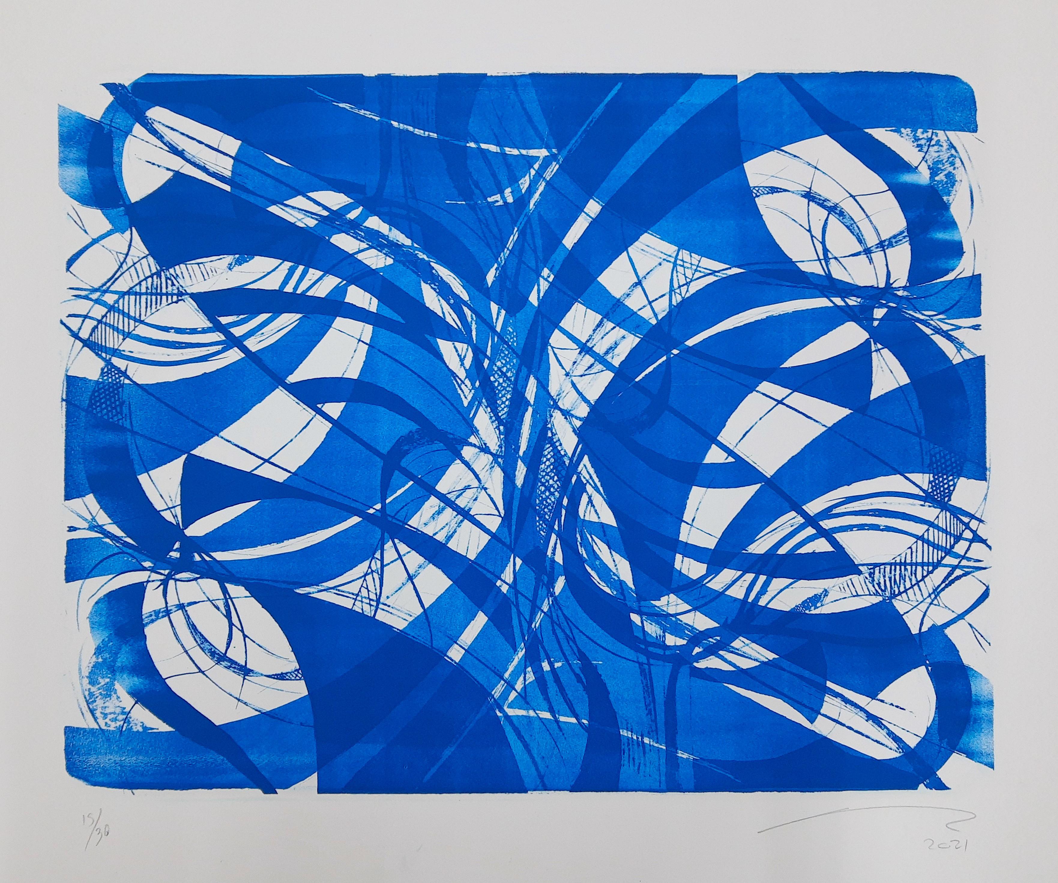 Nicolás Guzmán Abstract Print - Abstract blue