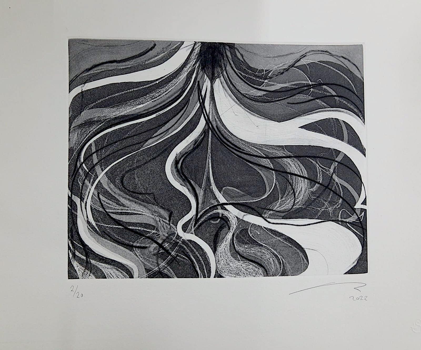 Nicolás Guzmán Abstract Print - "Black and white I" contemporary prints abstract black and white lines 