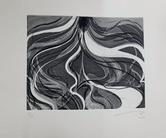 Vintage "Black and white I" contemporary prints abstract black and white lines 