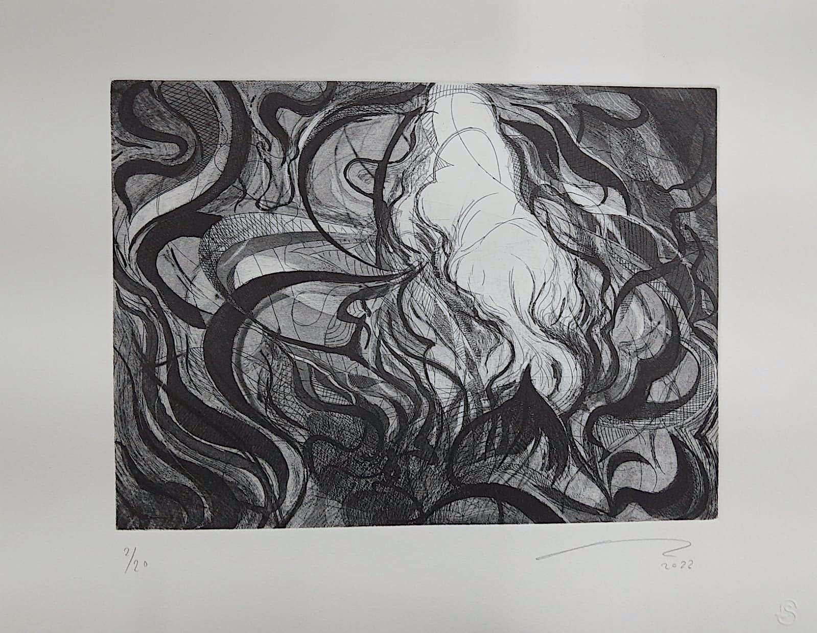Nicolás Guzmán Abstract Print - Black and white II