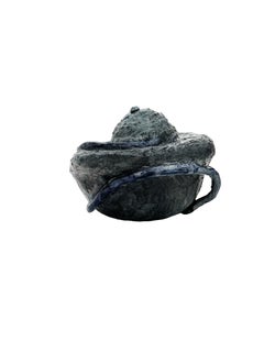 Ohne Titel – organische Skulptur, blau und schwarz, Keramik mit hoher Temperaturspannung