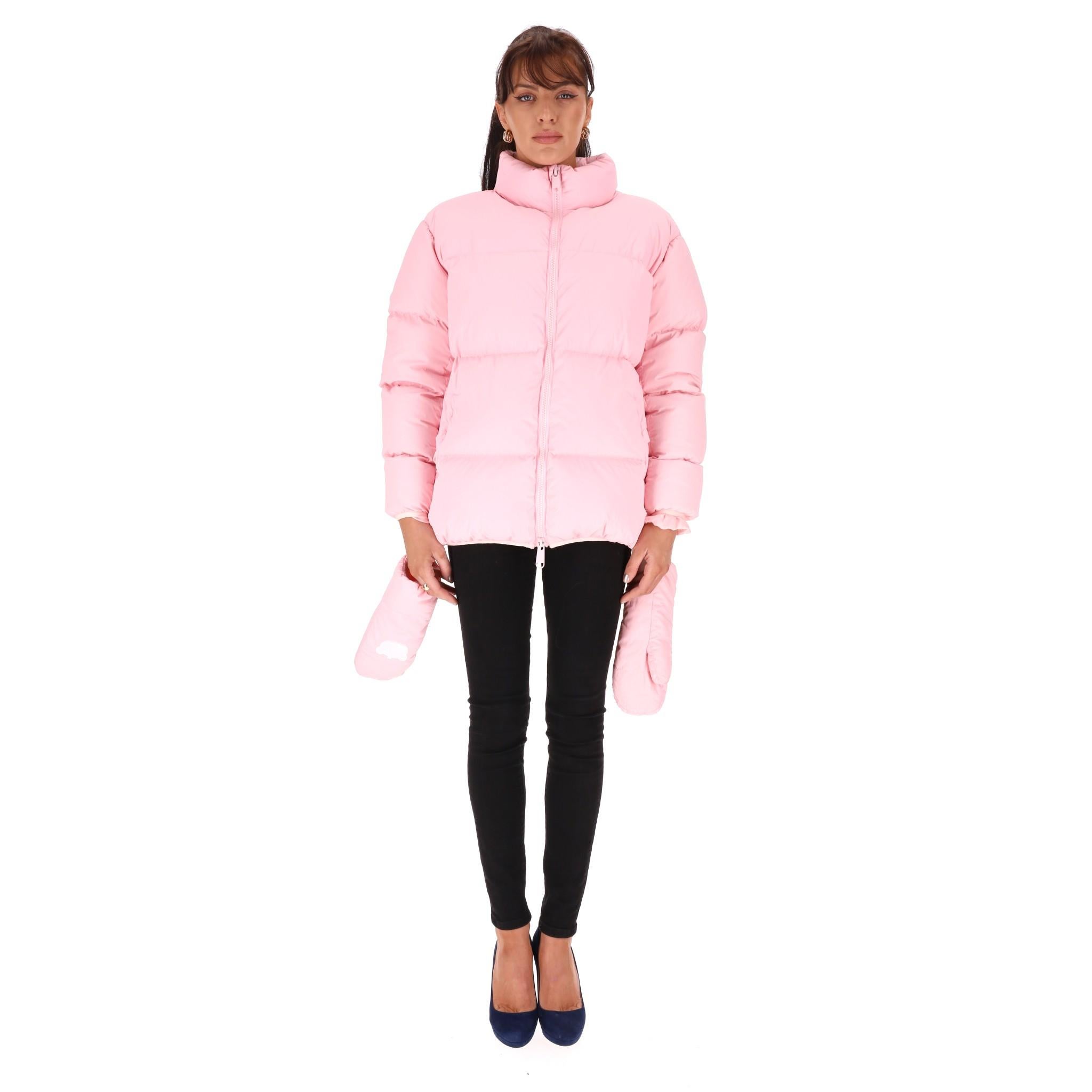 Pink Nicopanda Uptown Puffer Jacket With Mittens For Sale