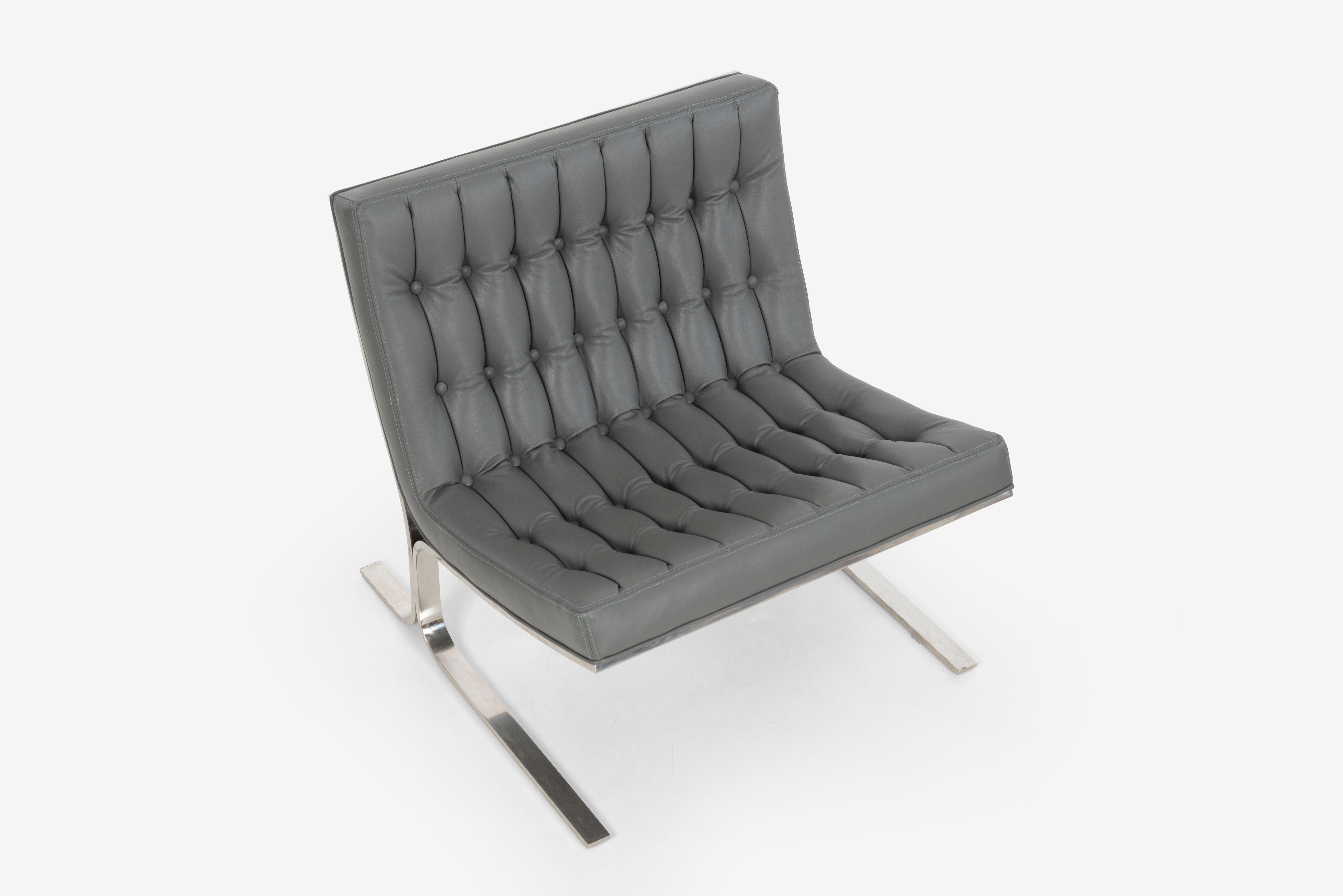 Stainless Steel Nicos Zographos 1959 CH28 Lounge Chairs