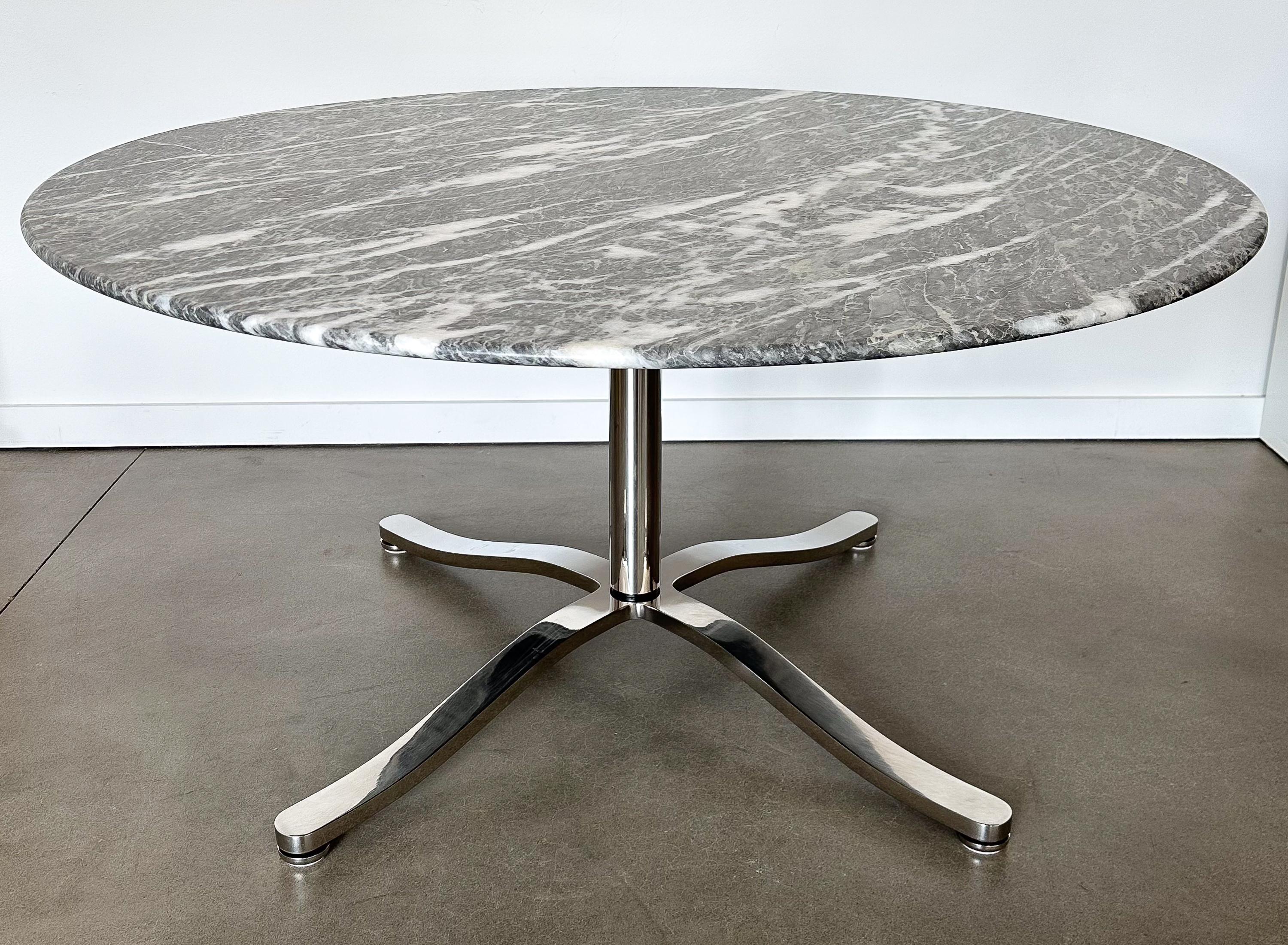 Mid-Century Modern Table de salle à manger Alpha à piédestal en marbre gris Nicos Zographos 59
