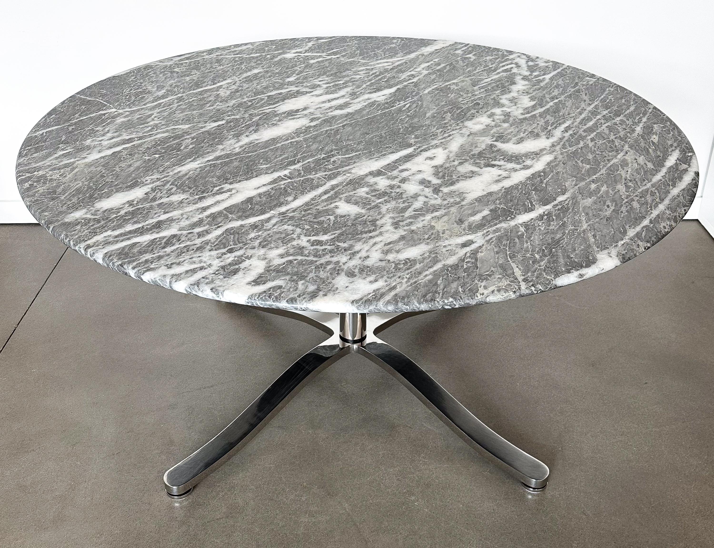 Table de salle à manger Alpha à piédestal en marbre gris Nicos Zographos 59