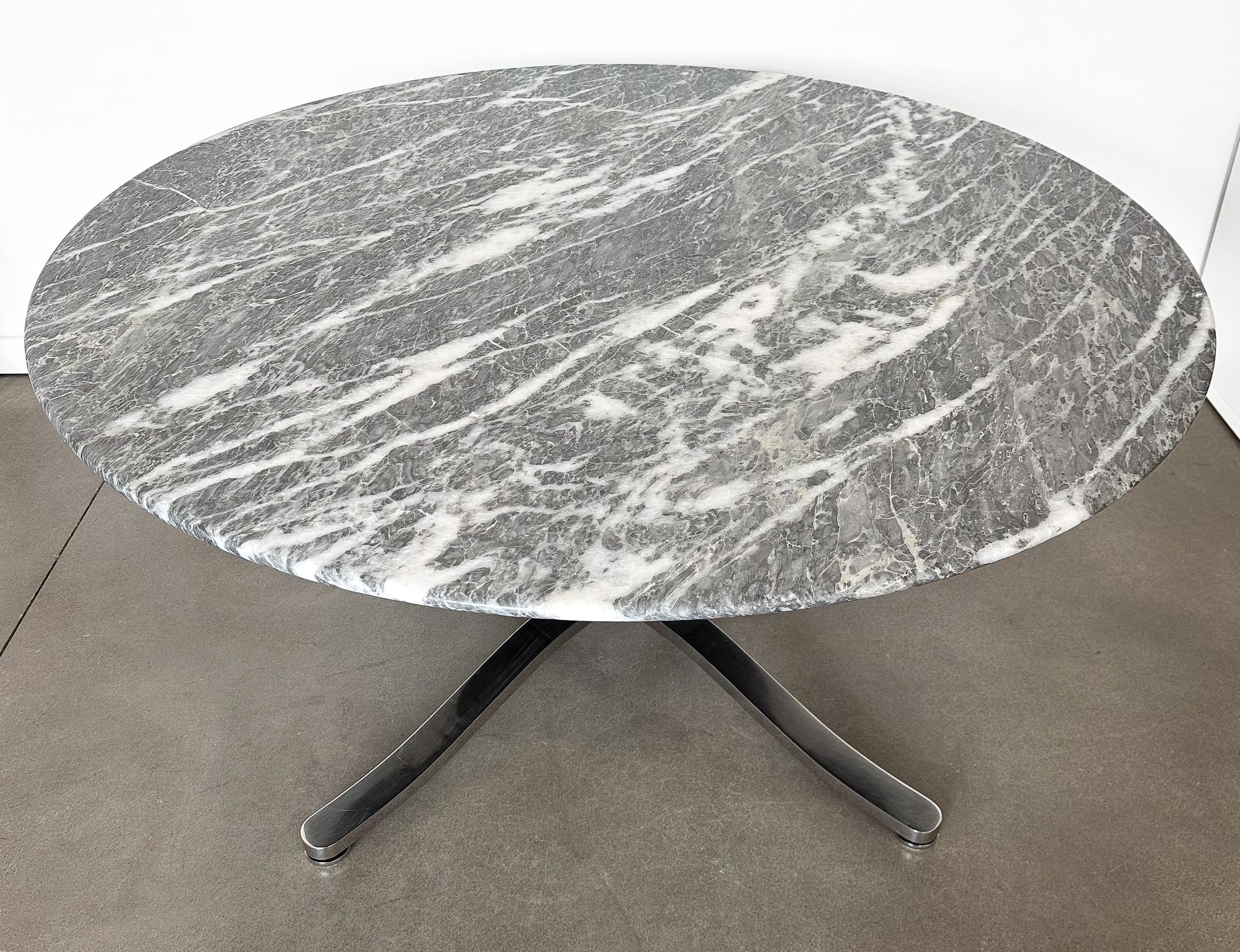 Fin du 20e siècle Table de salle à manger Alpha à piédestal en marbre gris Nicos Zographos 59