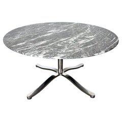Nicos Zographos 59" Gray Marble Alpha Pedestal Dining Table