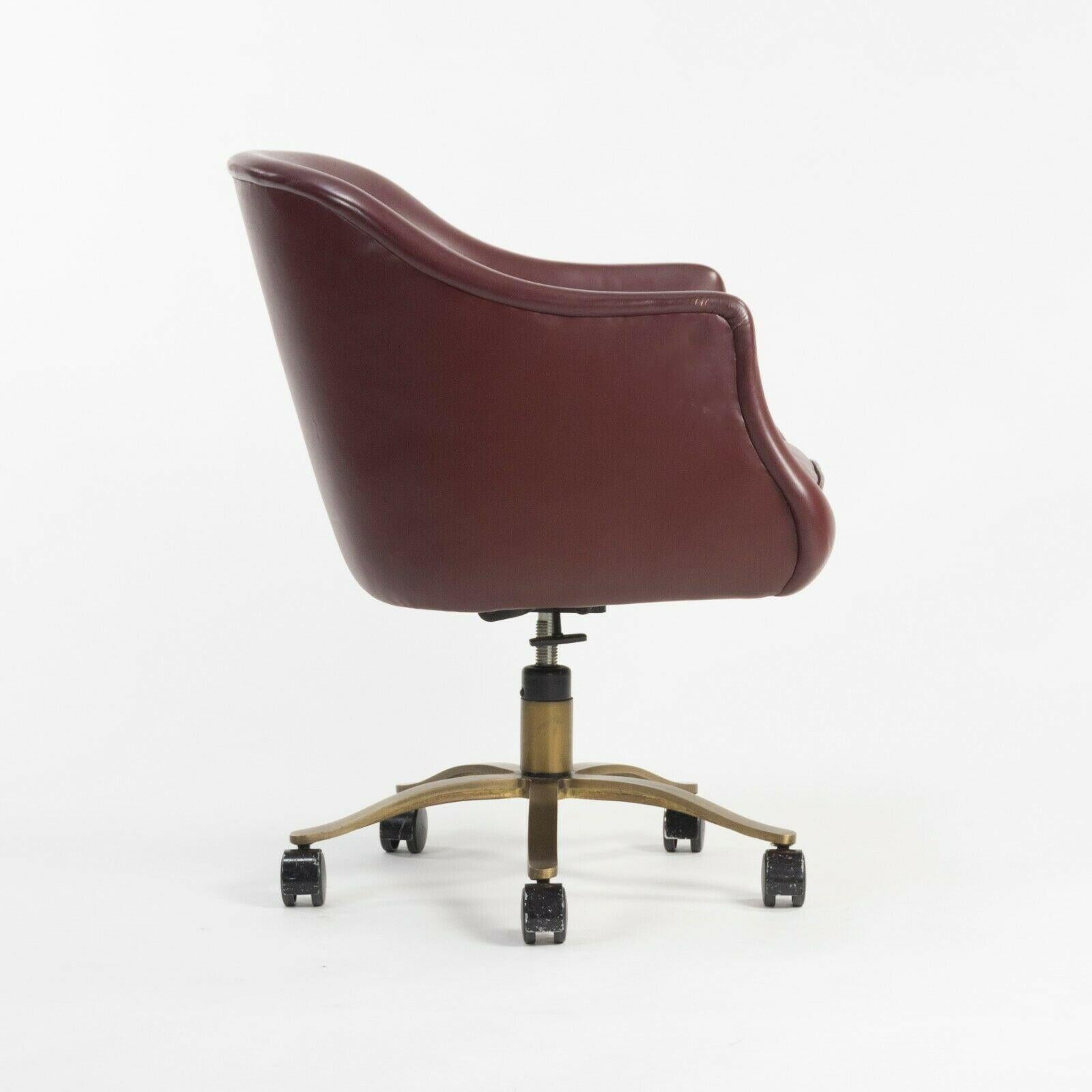 Modern Nicos Zographos Alpha Bucket Desk Chairs w/ Bronze Base Cordovan Leather For Sale