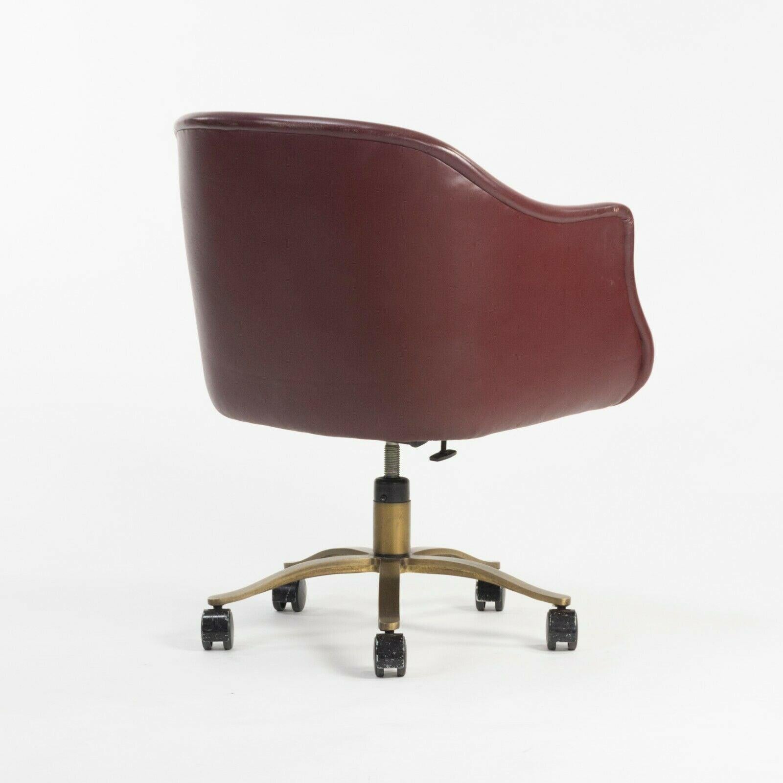 American Nicos Zographos Alpha Bucket Desk Chairs w/ Bronze Base Cordovan Leather For Sale