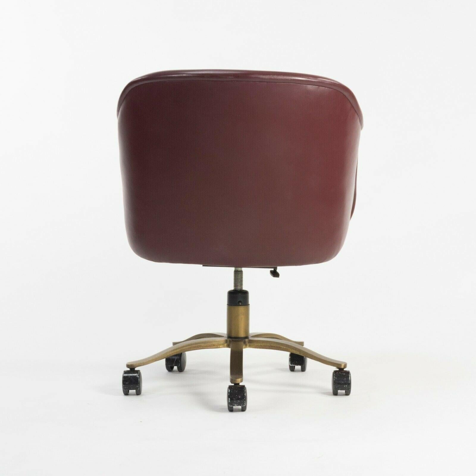 Nicos Zographos Alpha Bucket Desk Chairs w/ Bronze Base Cordovan Leather In Good Condition For Sale In Philadelphia, PA