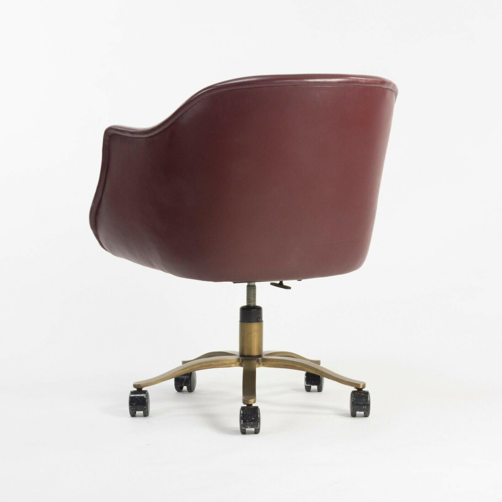 Late 20th Century Nicos Zographos Alpha Bucket Desk Chairs w/ Bronze Base Cordovan Leather For Sale