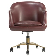 Nicos Zographos Alpha Bucket Desk Chairs w/ Bronze Base Cordovan Leather