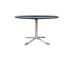 Nicos Zographos Black & White Marble Round Dining Table Stainless Steel Base