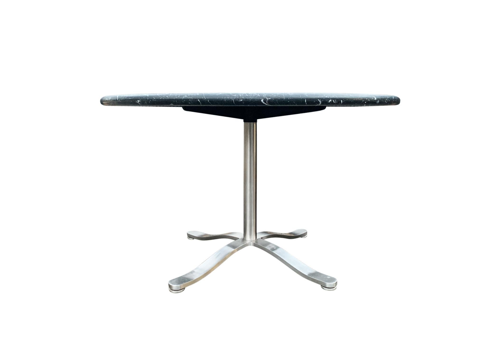 Nicos Zographos Black & White Marble Round Dining Table Stainless Steel Base 2