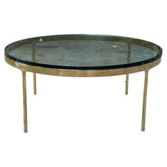 Vintage Nicos Zographos Brass and Glass Coffee Table, 1970