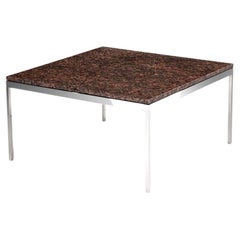 Retro Nicos Zographos Brown Granite and Stainless Steel Coffee Table, 1970