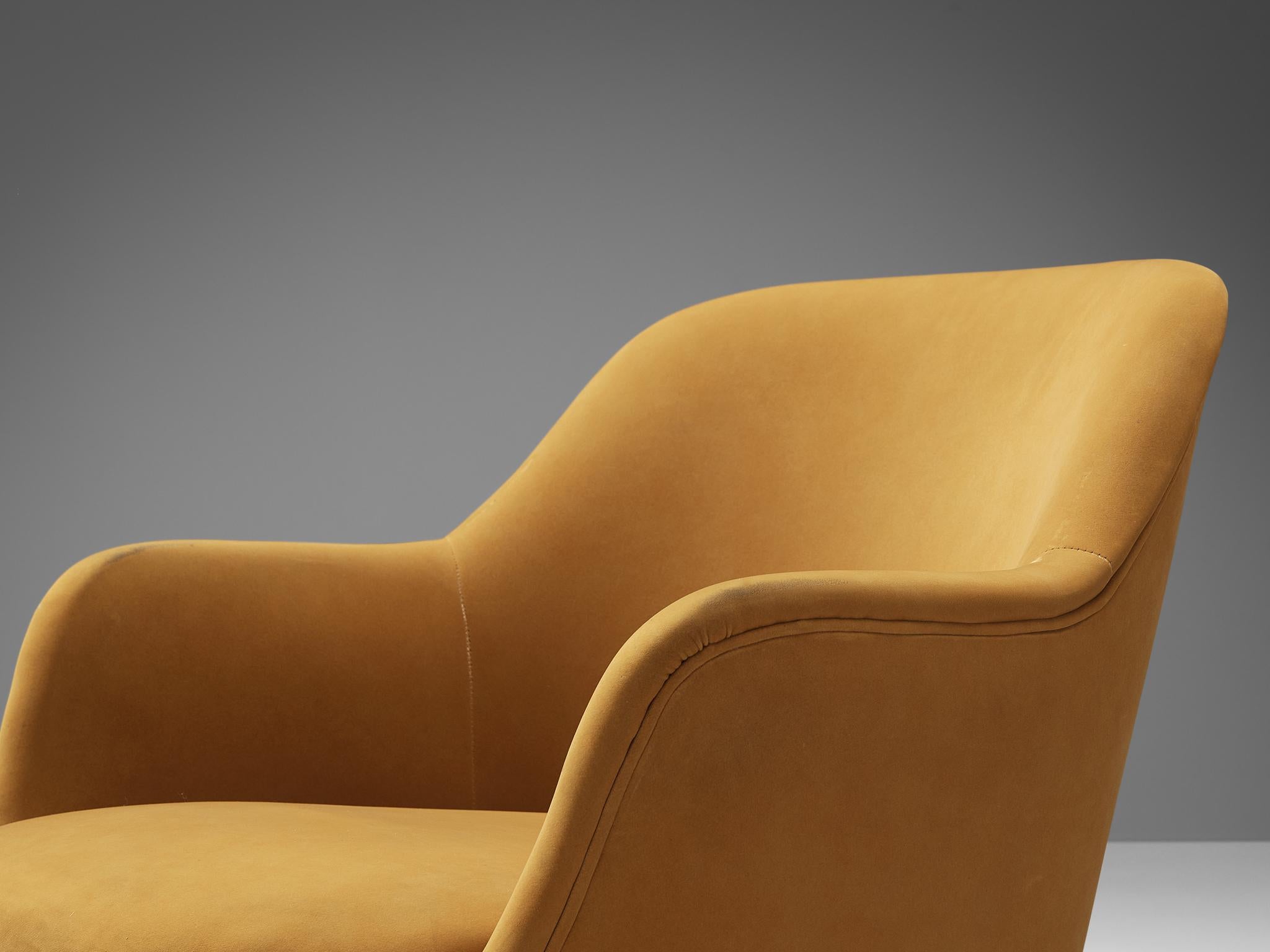 Mid-Century Modern Nicos Zographos 'Bucket' Dining Chair in Ocher Yellow Velvet