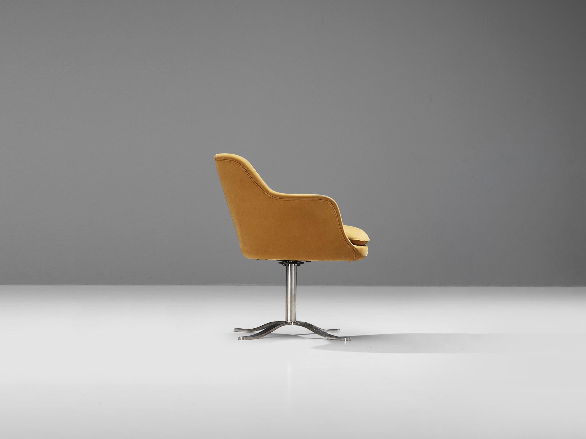 American Nicos Zographos 'Bucket' Dining Chair in Ocher Yellow Velvet