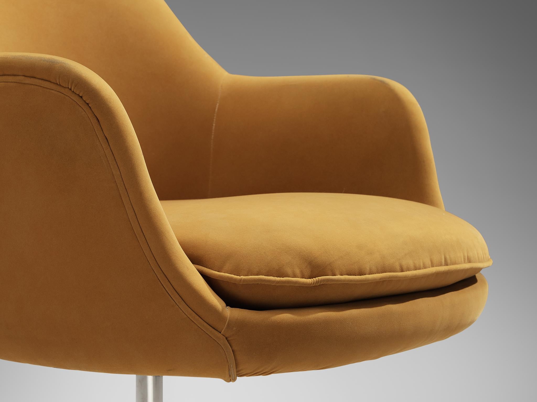 Mid-20th Century Nicos Zographos 'Bucket' Dining Chair in Ocher Yellow Velvet