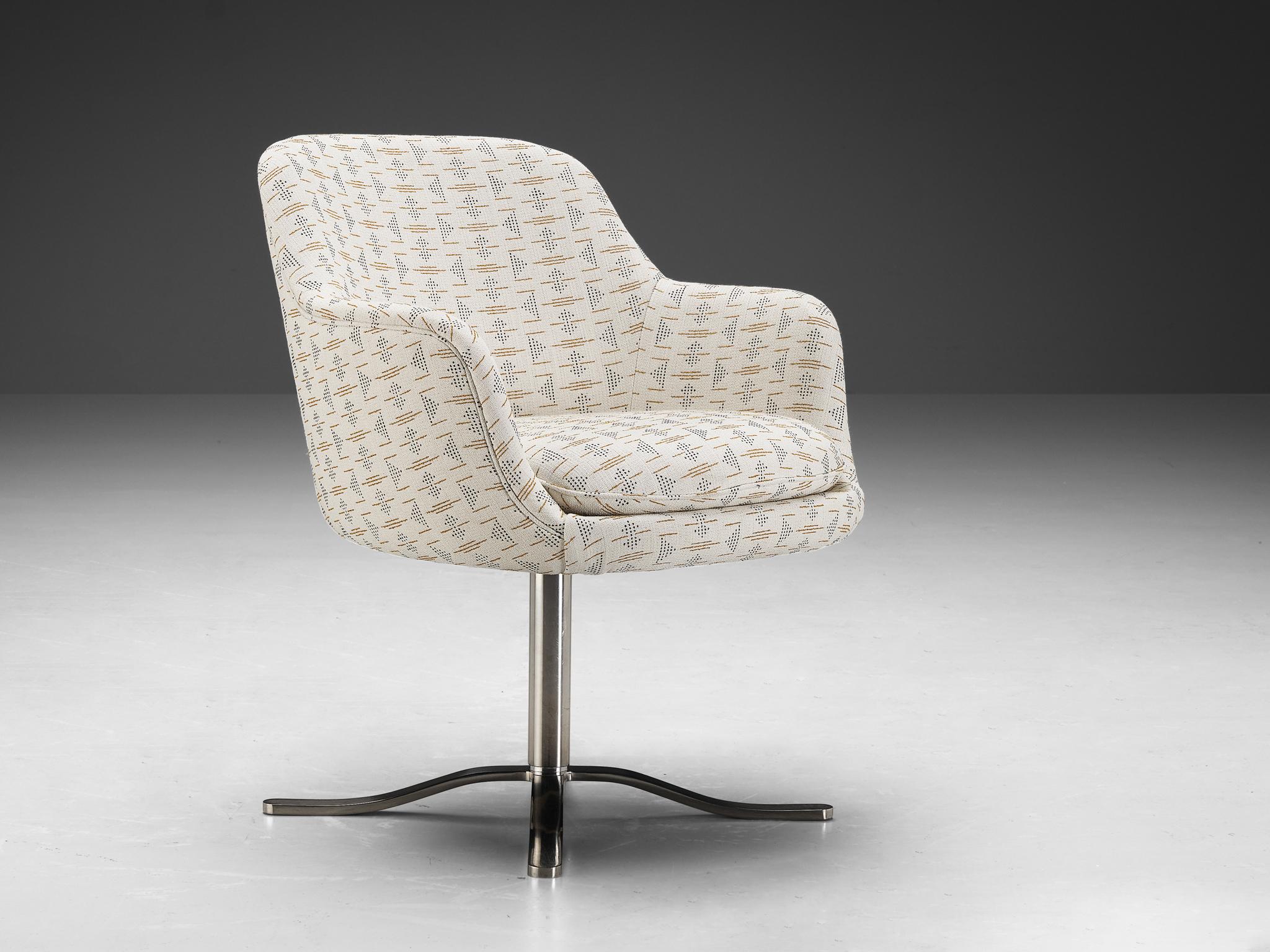 Mid-20th Century Nicos Zographos 'Bucket' Dining Chair in Patterned Upholstery 