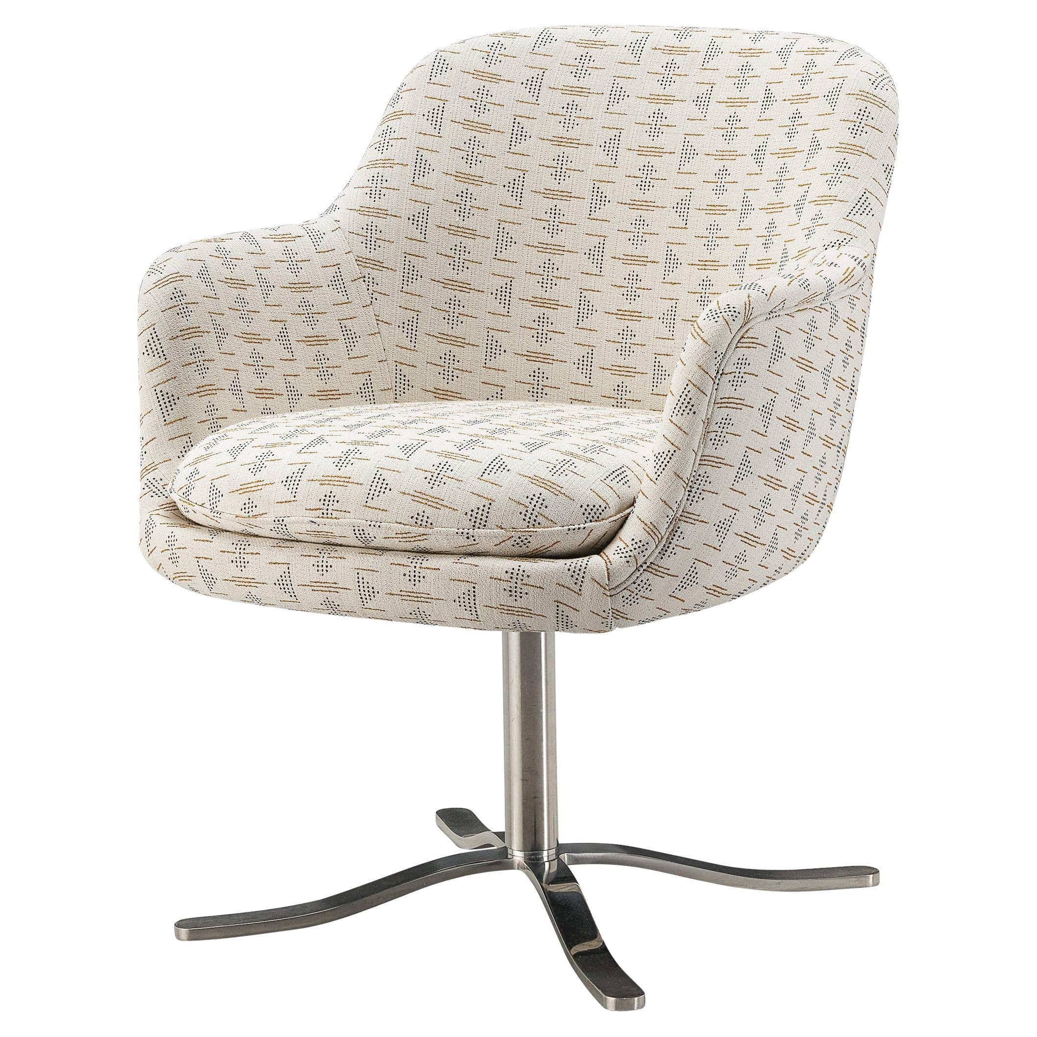Nicos Zographos Bucket Dining Chair in Patterned Upholstery at