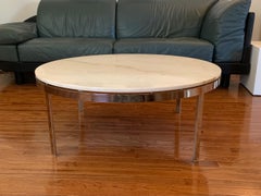 Nicos Zographos Coffee Table in Polished Steel with Calacatta Oro Marble Top