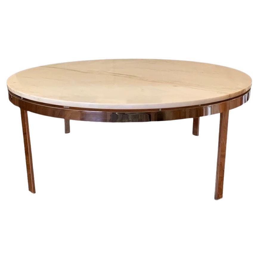 Nicos Zographos Coffee Table in Polished Steel with Calacatta Oro Marble Top 