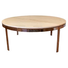 Nicos Zographos Coffee Table in Polished Steel with Calacatta Oro Marble Top 