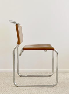 Nicos Zographos Cognac Leather Chrome Chair, 1970