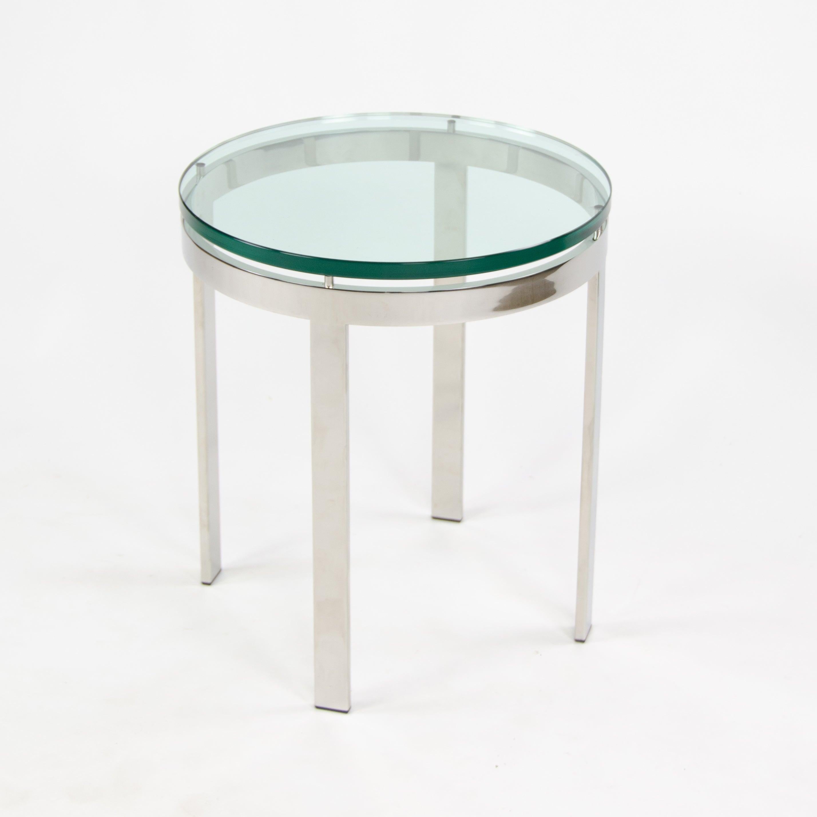 Modern Nicos Zographos Designs Limited Glass Stainless Side Table from SOM Project For Sale