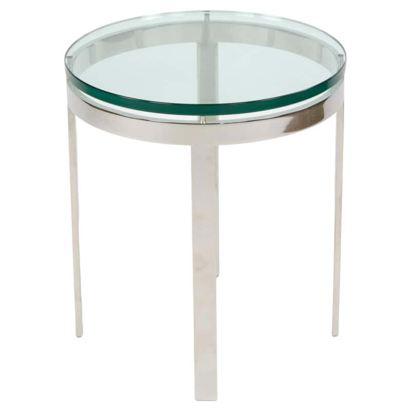 Custom Gratz Industries Side Tables in Solid Stainless Steel with Glass ...