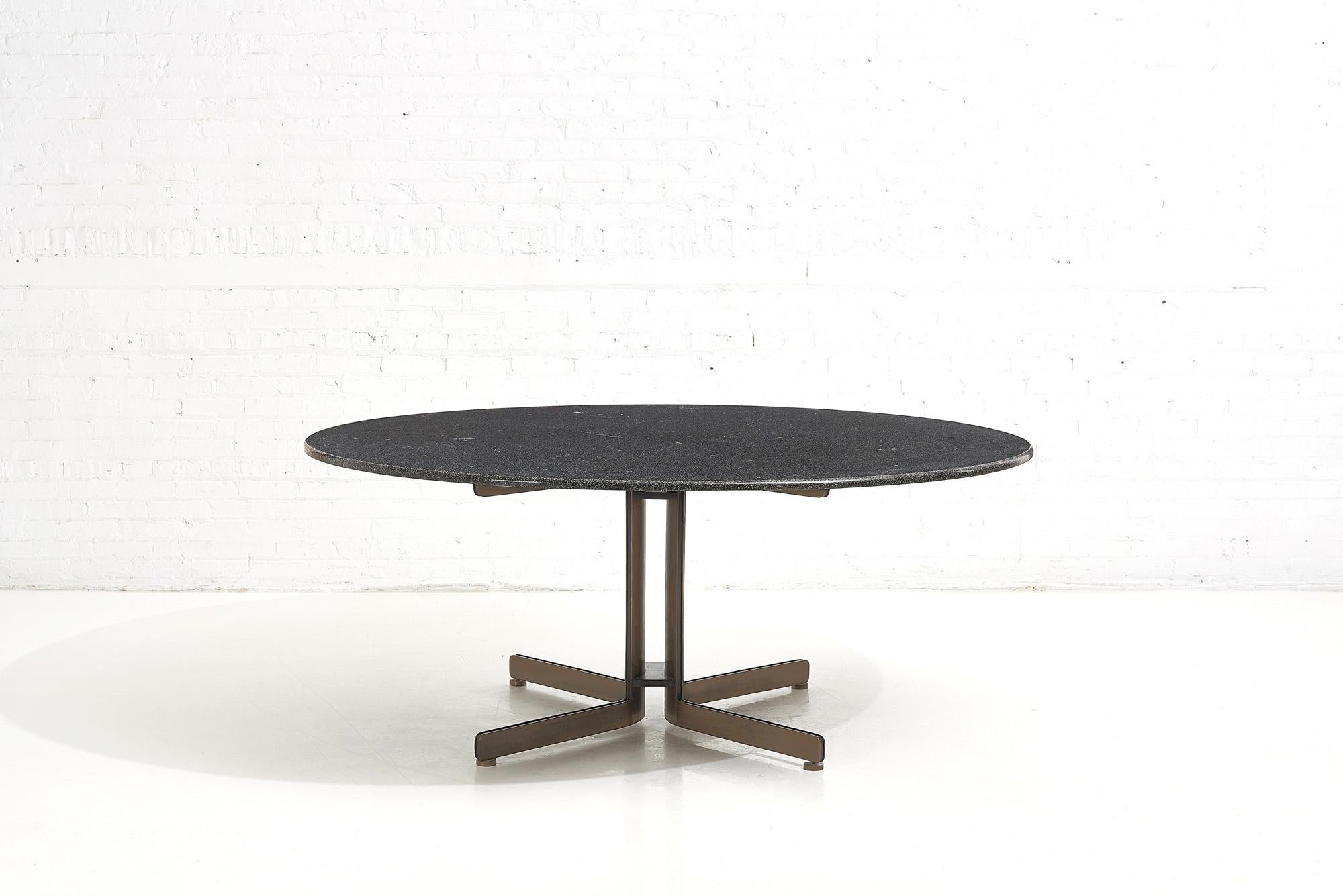 Post-Modern Nicos Zographos Granite and Bronze Dining Table, 1980 For Sale