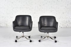 Nicos Zographos Gray Leather Office/Desk Chairs, 1980