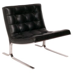Nicos Zographos Leather and Chrome Lounge Chair Mid Century Modern CH28 Mies