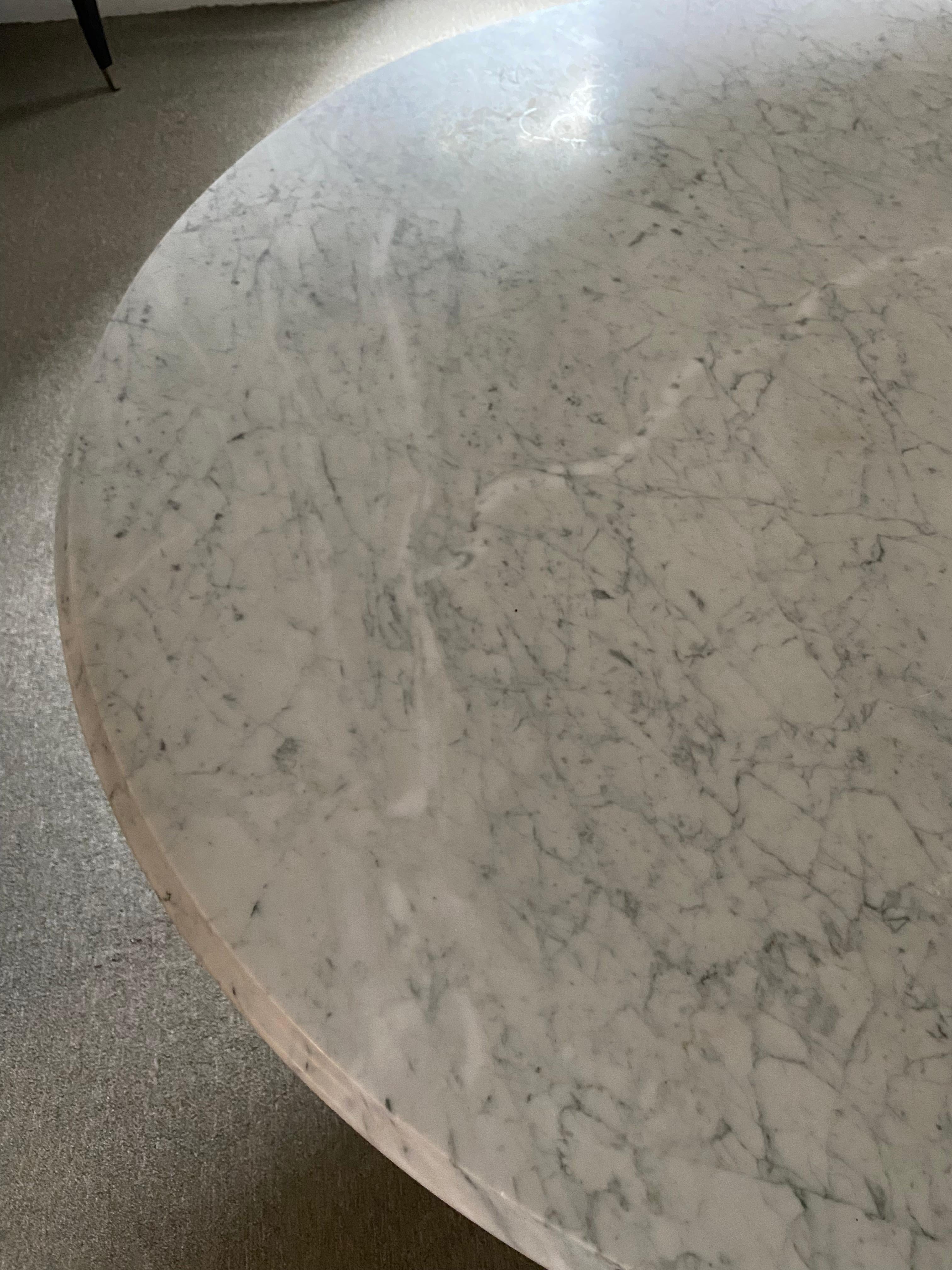 Nicos Zographos Marble Top DIning Table Steel Alpha Cross Base Carrara ...