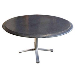 Nicos Zographos Mid-Century Modern Granite Round Top Stainless Steel Base Table