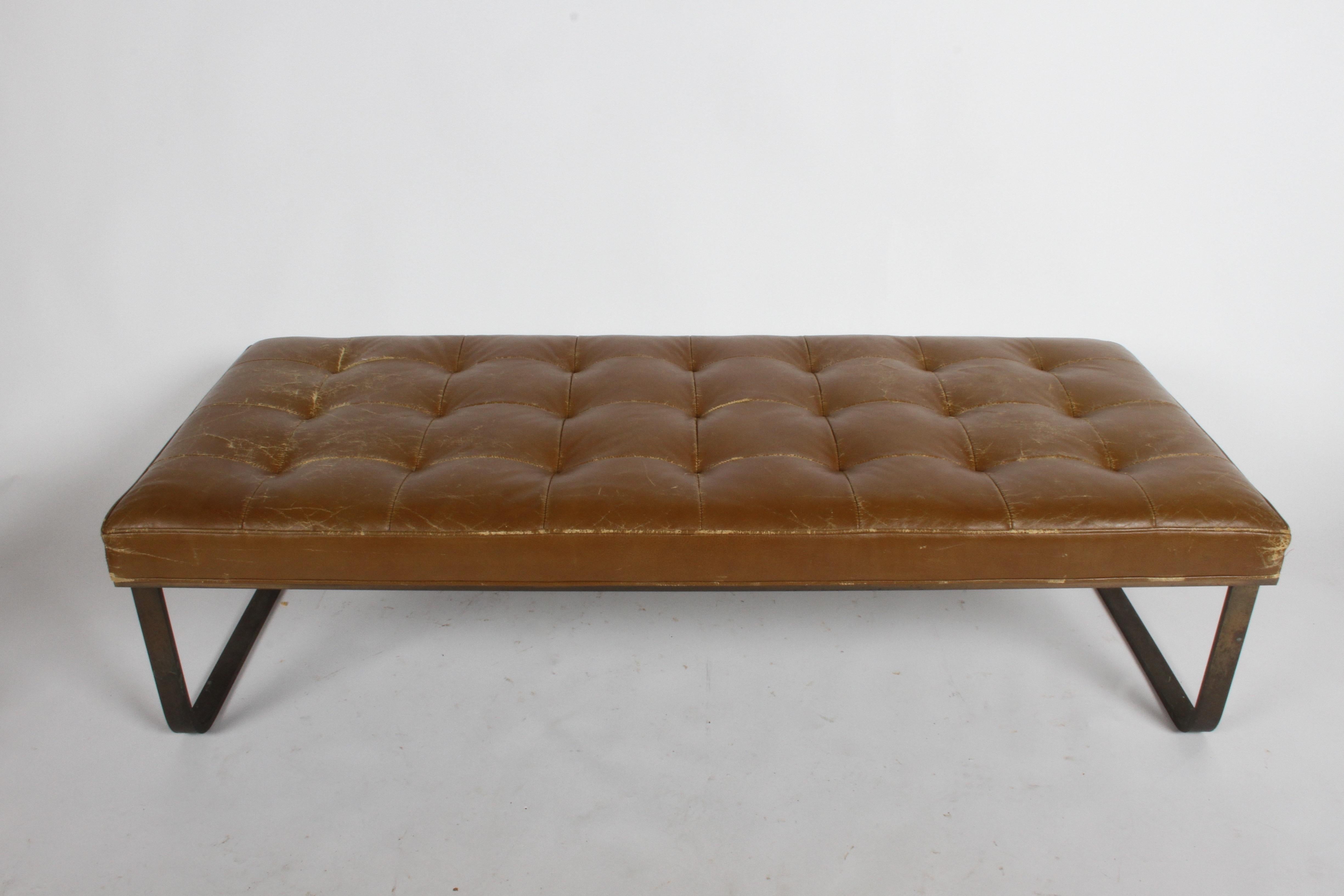 Mid-Century Modern Nicos Zographos Museum Bench with Bronze Base For Sale