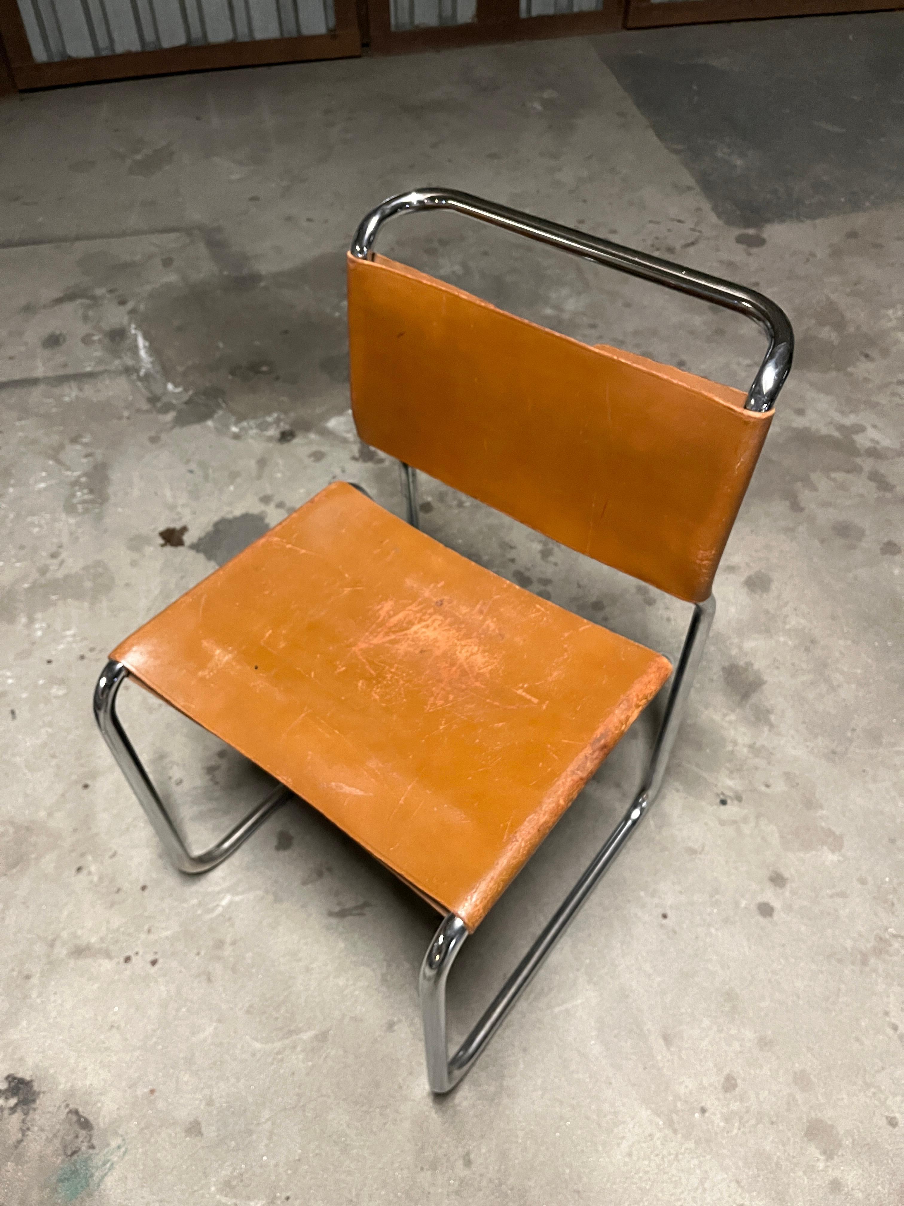 Hand-Crafted Nicos Zographos Pair of Leather and Steel Cantilevered Side Chairs Model Ch66 19