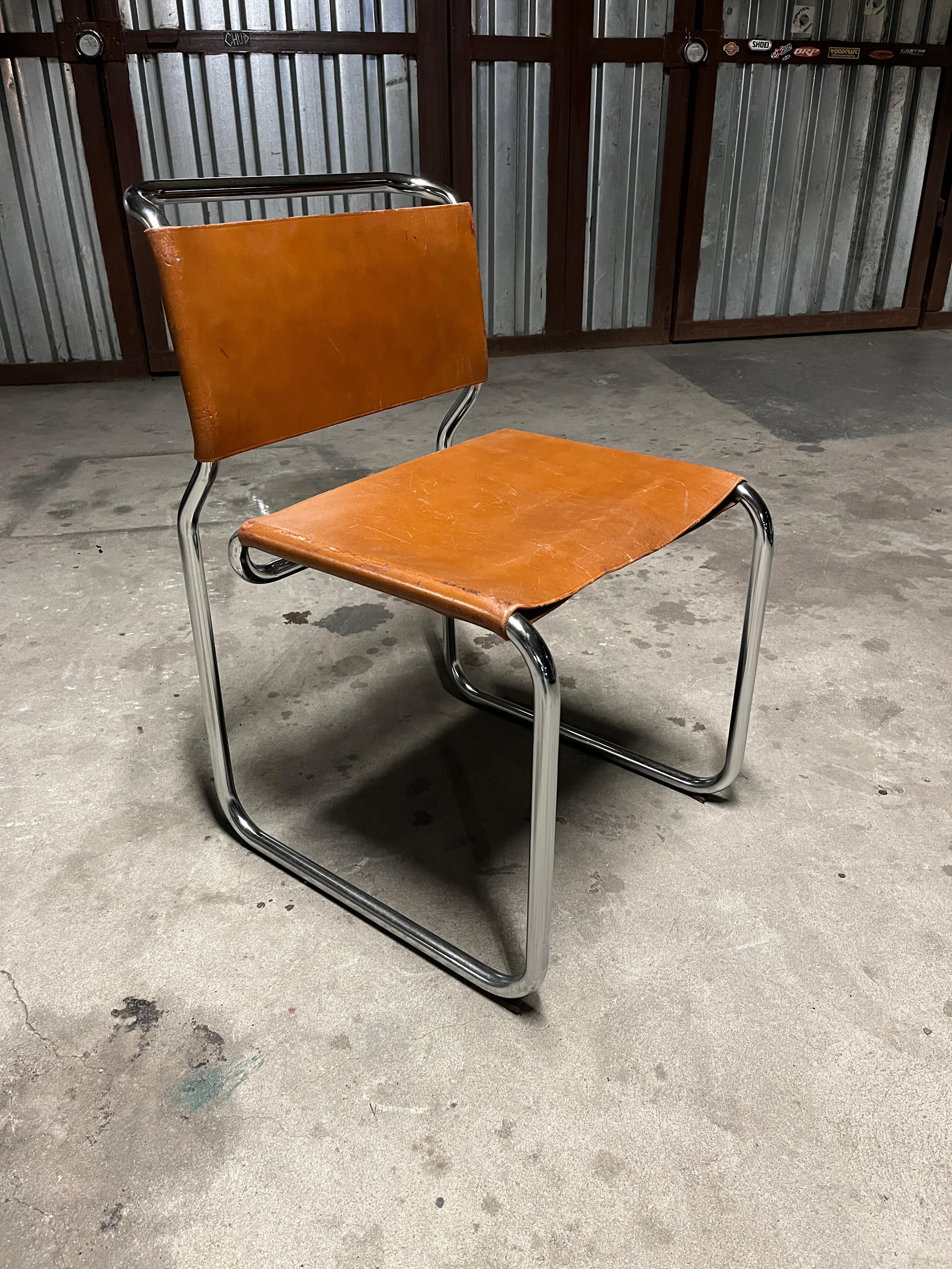Late 20th Century Nicos Zographos Pair of Leather and Steel Cantilevered Side Chairs Model Ch66 19