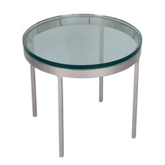Nicos Zographos Polished Stainless Occasional Table with Glass Top, circa 1970s