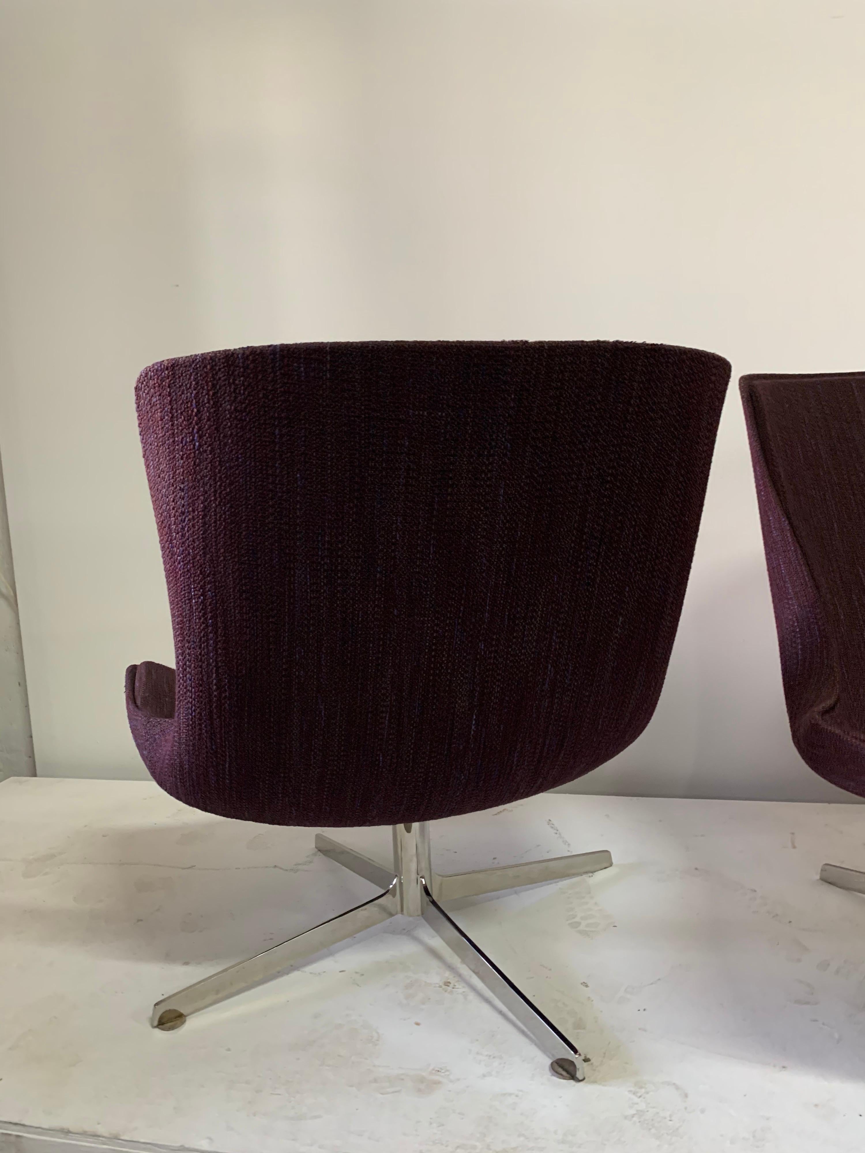 Nicos Zographos Style Midcentury Swivel Chairs, Pair For Sale 3