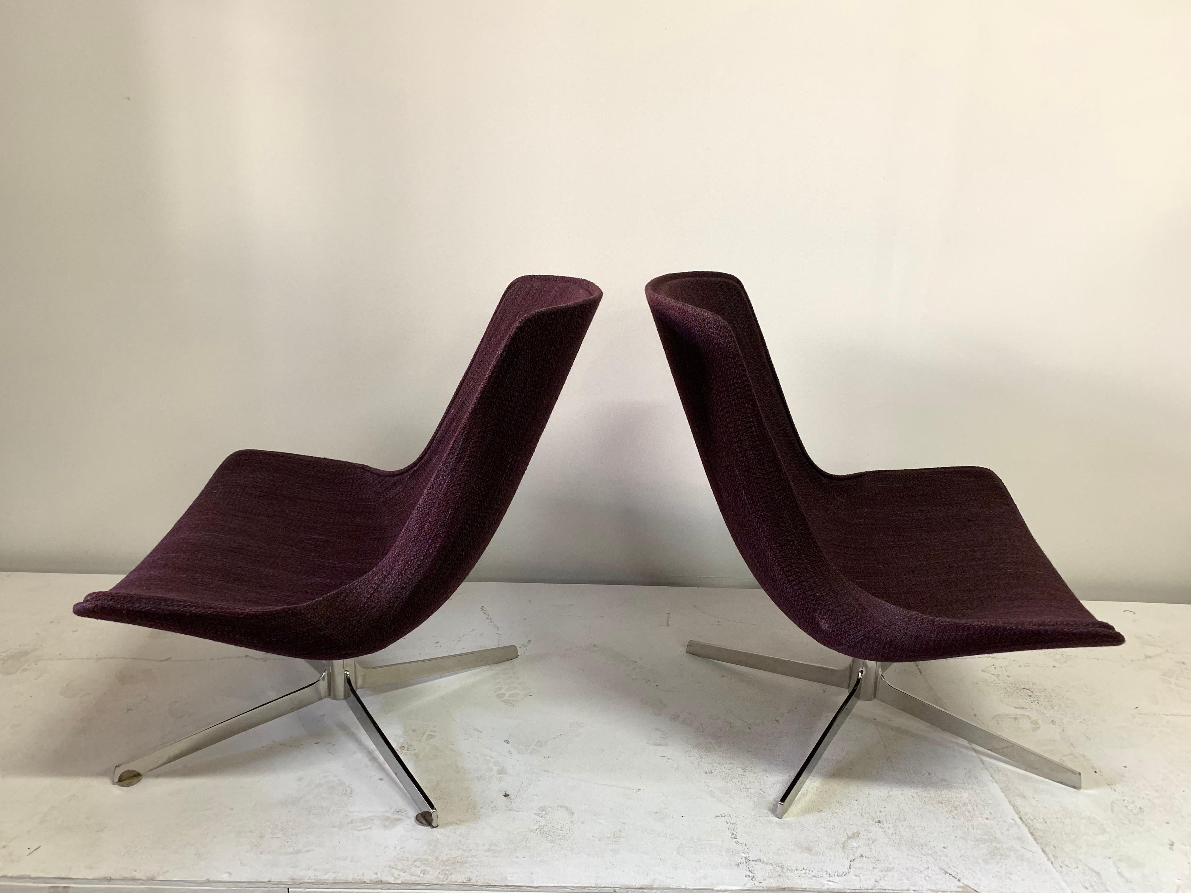 Nicos Zographos Style Midcentury Swivel Chairs, Pair For Sale 4