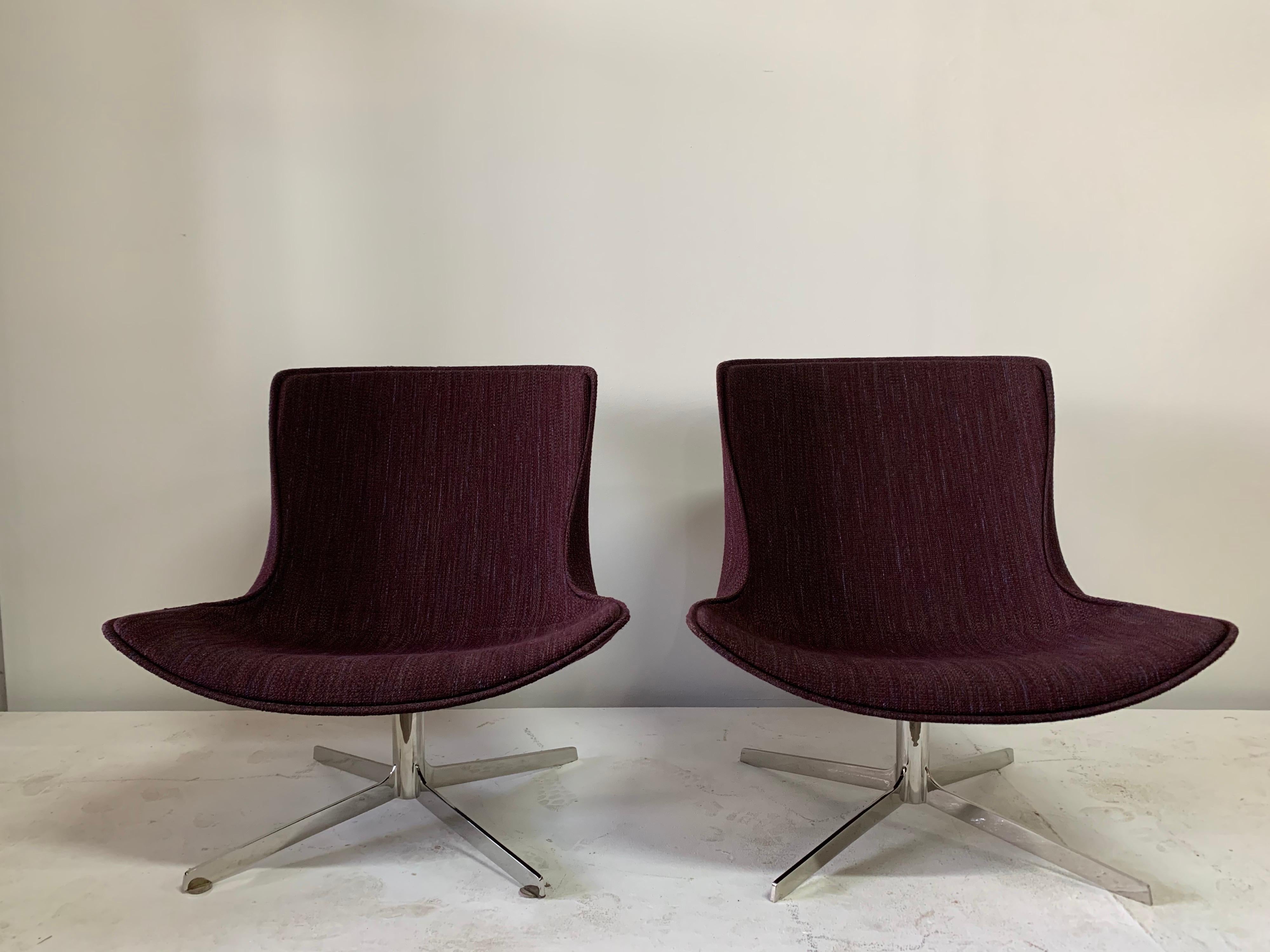 American Nicos Zographos Style Midcentury Swivel Chairs, Pair For Sale