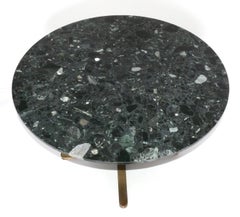 Nicos Zographos Substantial Solid Bronze and Deep Green Marble Dining Table 42"D
