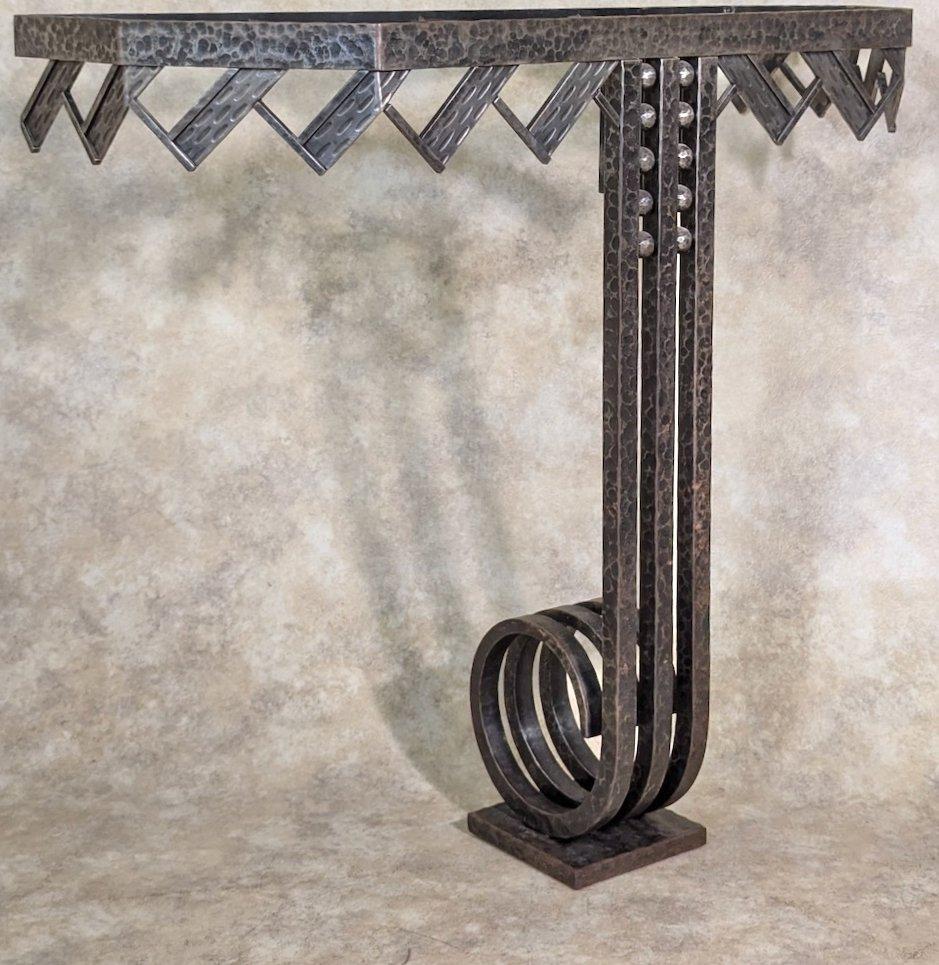 Art Deco Nics Freres forged iron console For Sale